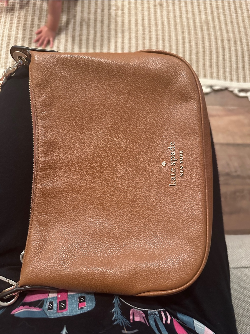 kate spade Tan Pebbled Leather Messenger Crossbody